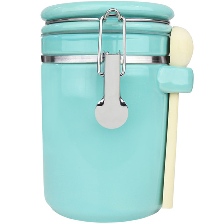 BLUE DONUTS 40oz Ceramic Airtight Food Storage Canister with Spoon, Turquoise BD3928642